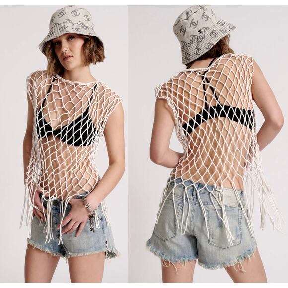 One Teaspoon Hand Knotted‎ Castaway Top - Natural size XS/S New - Picture 1 of 6